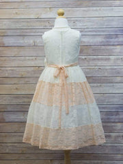 Color Block Lace Flower Girl Dress