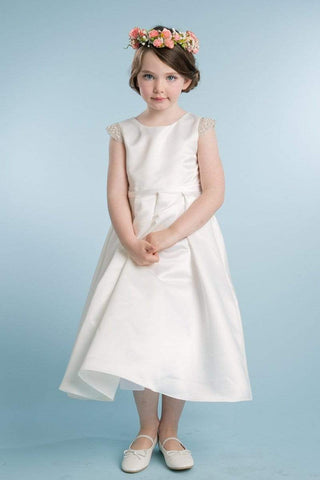 Elegant Pearl Bridal Satin Dress
