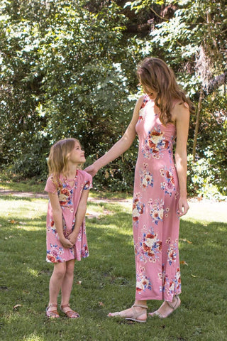 Floral Mom and Me matching Dress Set in Mauve