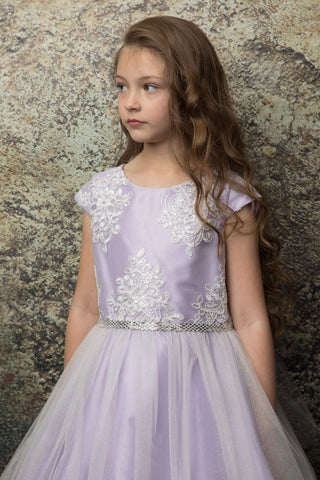 Luxurious Silk & Glittery Tulle Top Lilac