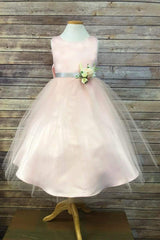 Satin and Tulle bouquet flower girl dress Lilac