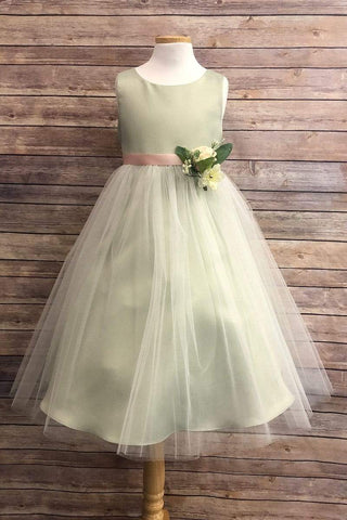 Satin and Tulle bouquet dress Sage
