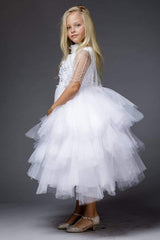 Tutu style dress with 3D rosettes