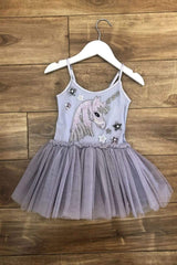 Beaded Unicorn Top Tutu Dress Lilac