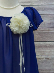 Chiffon Layered Dress with Pin-on Flower