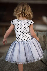 Cute Polka Dot Dress with Lace and Tulle Skirt