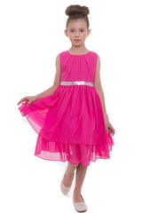 Double Layered Chiffon Dress With Sequin Belt.