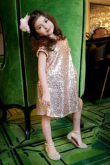 Glamorous Sequin Shift Dress Rose Gold