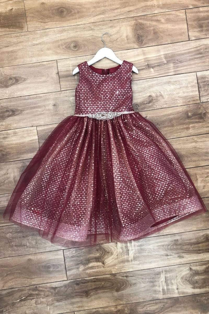 Glitter & Rhinestone Dress Burgundy