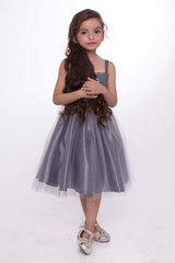 Grey Sequin Top Dress With Tulle Skirt