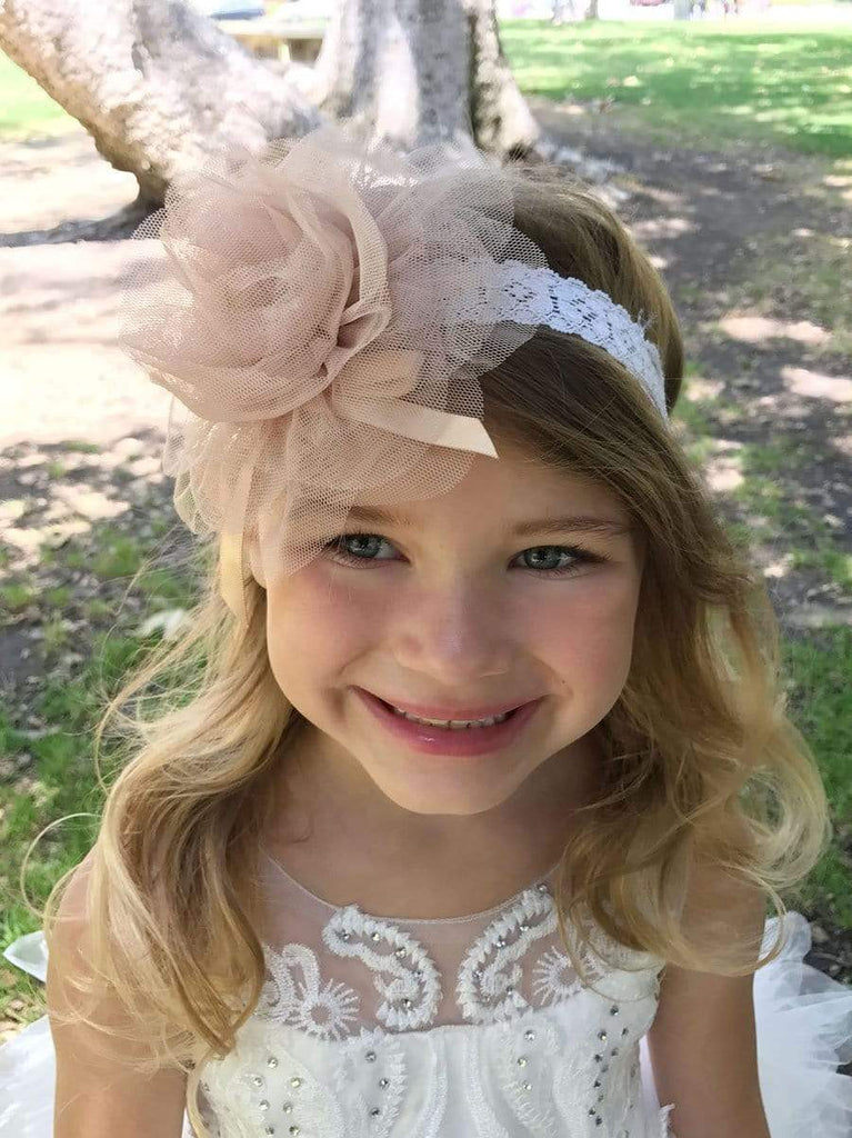 Mesh Flower Girl Headband with Lace