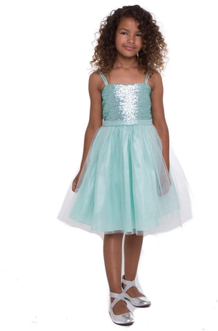 Mint Sequin Top Dress With Tulle Skirt