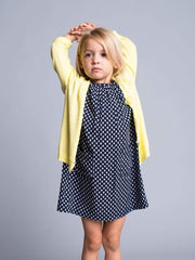 Navy Printed Dress with Two Front Pockets