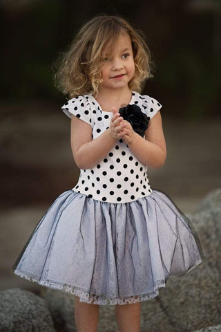 Polka Dot Dress with Lace and Tulle Skirt