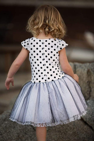 Polka Dot Dress with Lace and Tulle Skirt