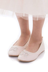 Quilted Flower Girl Shoes With Rhinestones