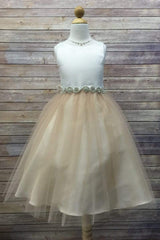 Rhinestone Belted Dress with Tulle Skirt