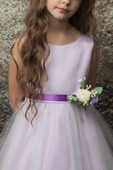 Satin and Tulle bouquet flower girl dress Lilac
