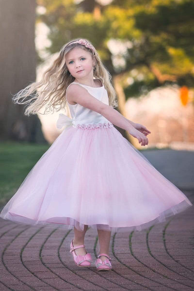 Satin and tulle two tone flower girl dress | My Girl Dress