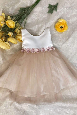 Satin and tulle two tone flower girl dress
