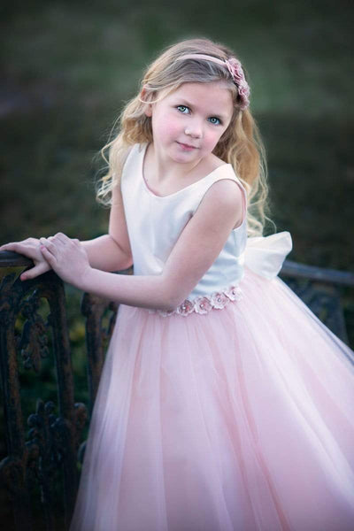 Satin and tulle two tone flower girl dress | My Girl Dress