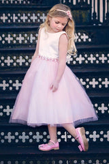 Satin and tulle two tone flower girl dress