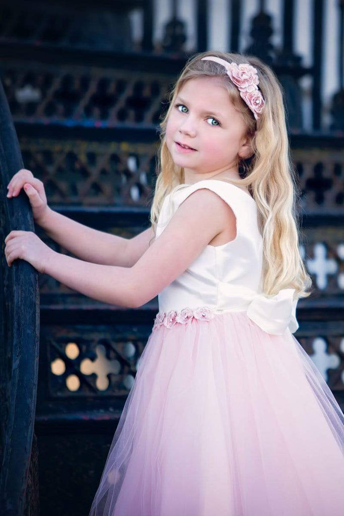 Satin and tulle two tone flower girl dress | My Girl Dress