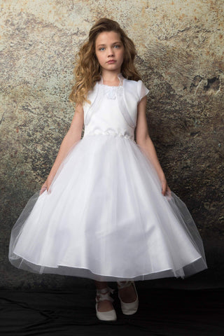 Beaded Neckline First Communion Dress with Bolero Set