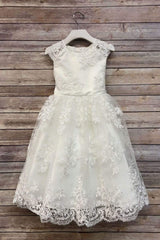 Satin Flower Girl Dress with Lace Overlay