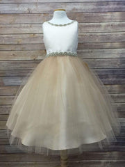 Satin Top Dress with Rhinestone Gem Belt & Tulle Skirt