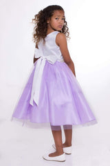 Satin Top Dress with Rhinestone Gem Belt & Tulle Skirt