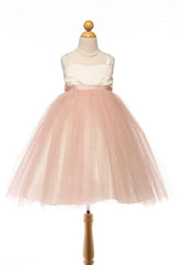 Satin & Tulle Flower Girl Dress with Shimmery Skirt