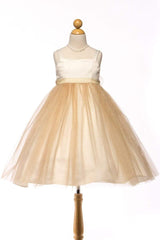 Satin & Tulle Flower Girl Dress with Shimmery Skirt