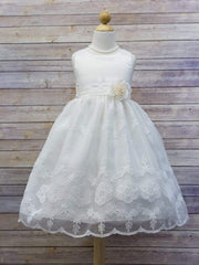 Satin With Organza Embroidered Skirt & Matching Flower