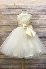 Sequin Dress with Tulle Skirt & charmeuse silk Bow