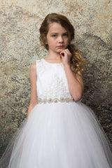 Sequin Lace Top and  Full Tulle Skirt Communion Dress
