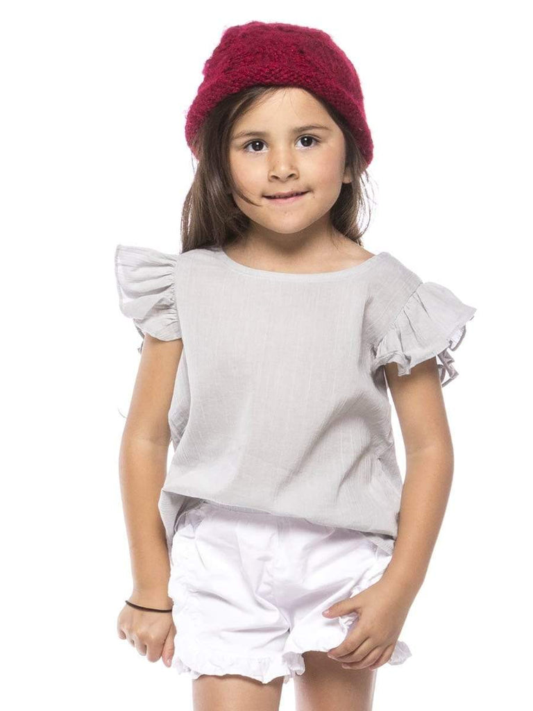 Soft Cotton Top With Ruffle Cap Sleeves