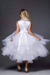 Tutu style First Holy Communion dress with 3D rosettes