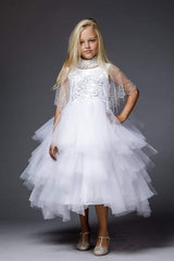 Tutu style dress with 3D rosettes